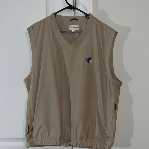 C &B Tan UNC North Carolina Tar Heels Sewn Football Helmet golf vest jacket M - Picture 5 of 10